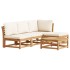 Juego de muebles jardín 5 pzas con cojines madera maciza