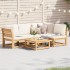 Juego de muebles jardín 5 pzas con cojines madera maciza