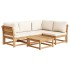 Juego de muebles jardín 5 pzas con cojines madera maciza