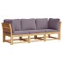 Set de muebles para jardín 3 piezas con cojines madera