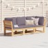 Set de muebles para jardín 3 piezas con cojines madera