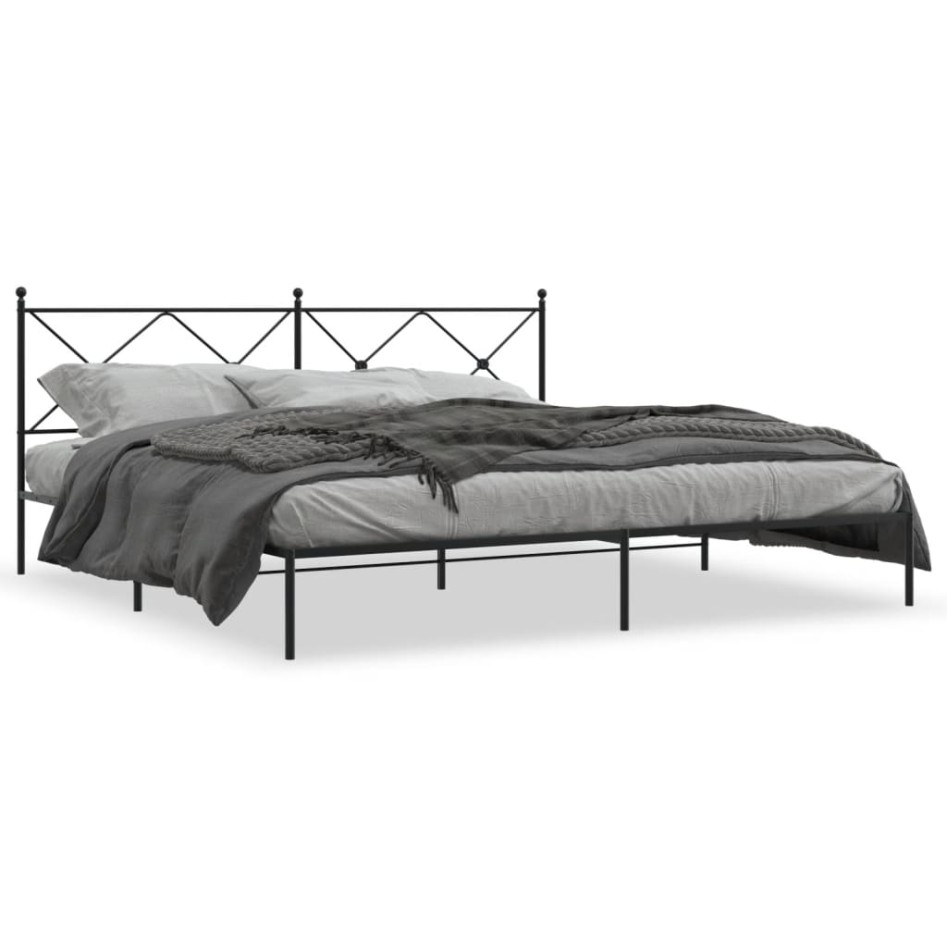 Estructura cama sin colchón con cabecero metal negro 193x203