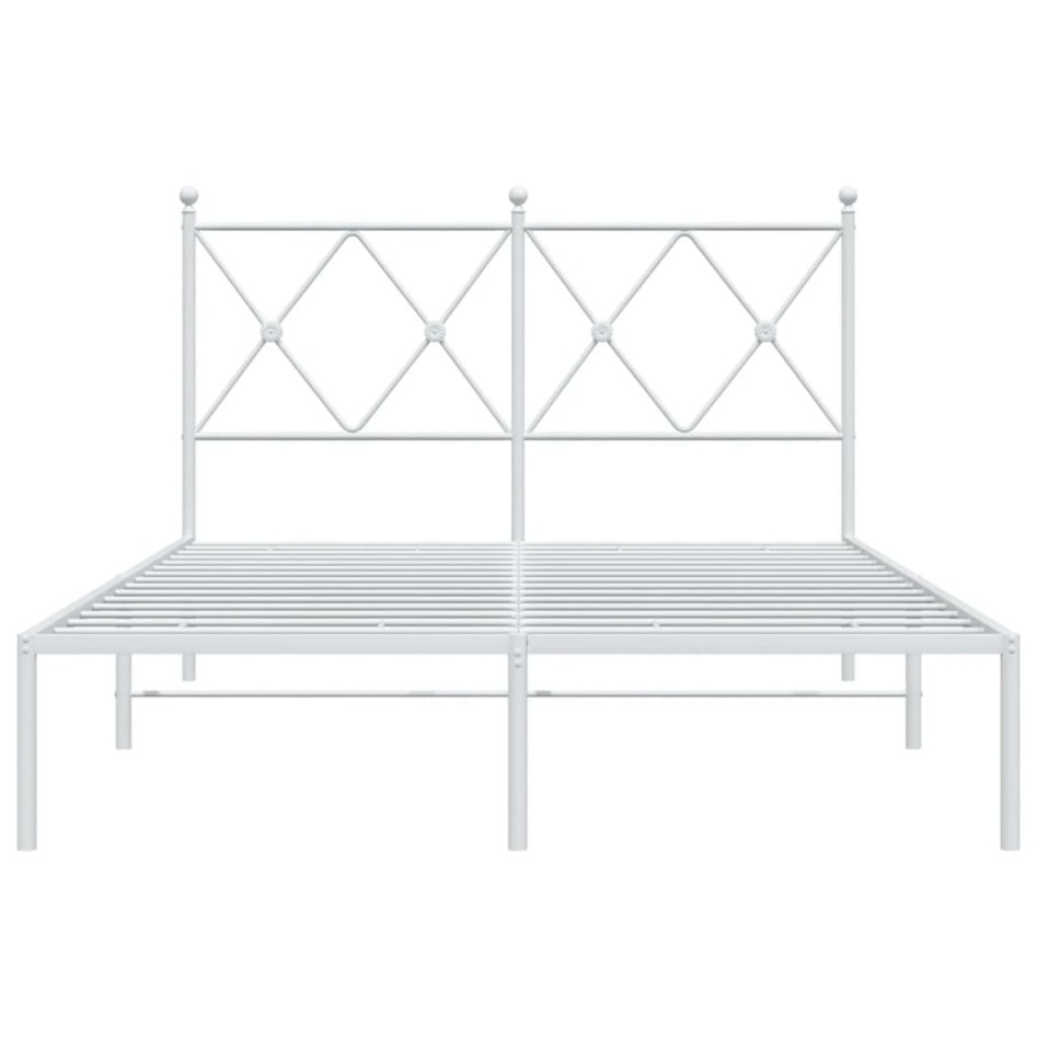 Estructura cama sin colchón con cabecero metal blanco