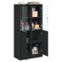 Aparador alto con puertas madera ingeniería negro 68x37x142