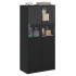Aparador alto con puertas madera ingeniería negro 68x37x142