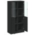 Aparador alto con puertas madera ingeniería negro 68x37x142