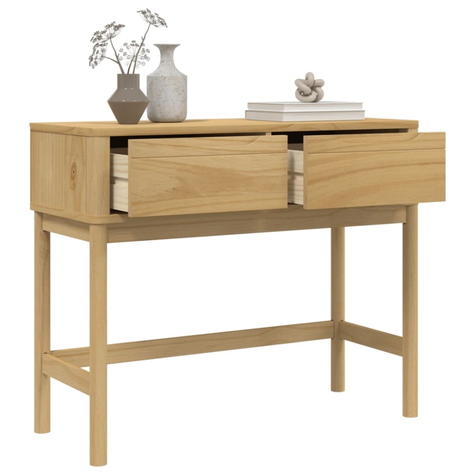 Mesa consola FLORO madera maciza de pino marrón 89,5x36,5x73