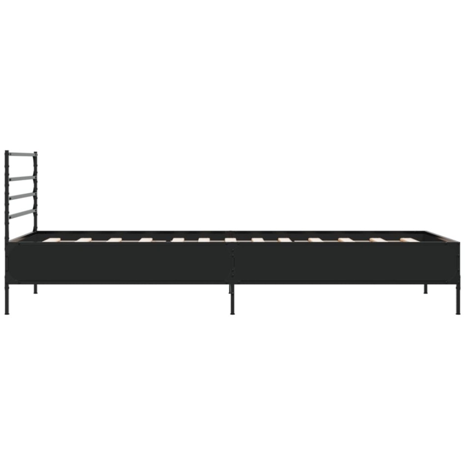 Estructura de cama madera ingeniería y metal negro 100x200
