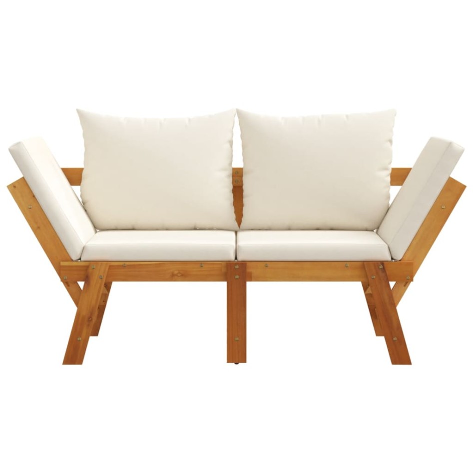 Banco de jardín con cojines 2 en 1 madera maciza de