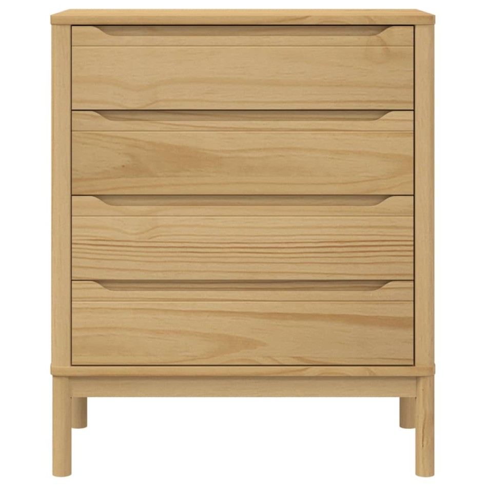 Cómoda cajonera FLORO madera maciza de pino marrón