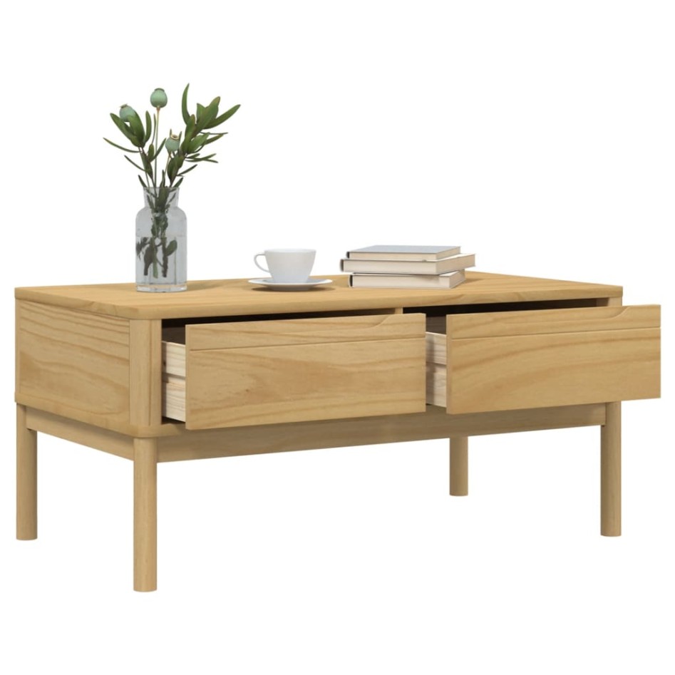 Mesa de centro FLORO madera de pino marrón cera 99x55,5x45