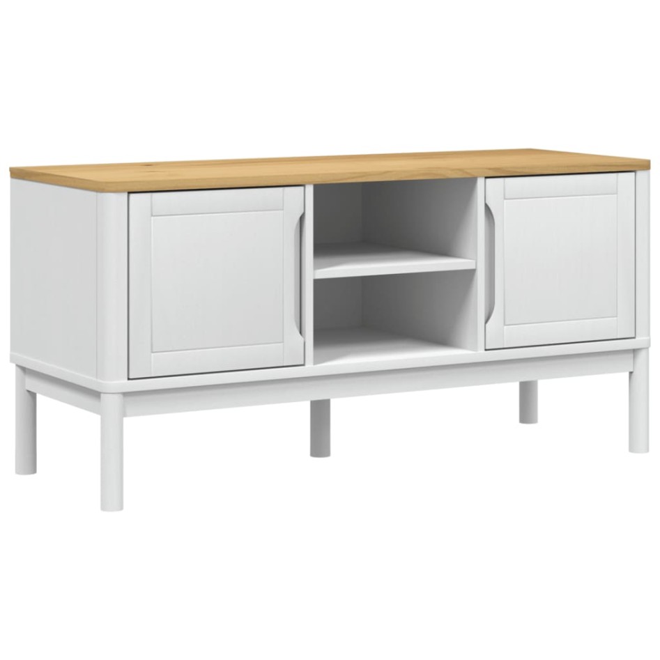 Mueble de TV FLORO madera maciza de pino blanco 114x43x55