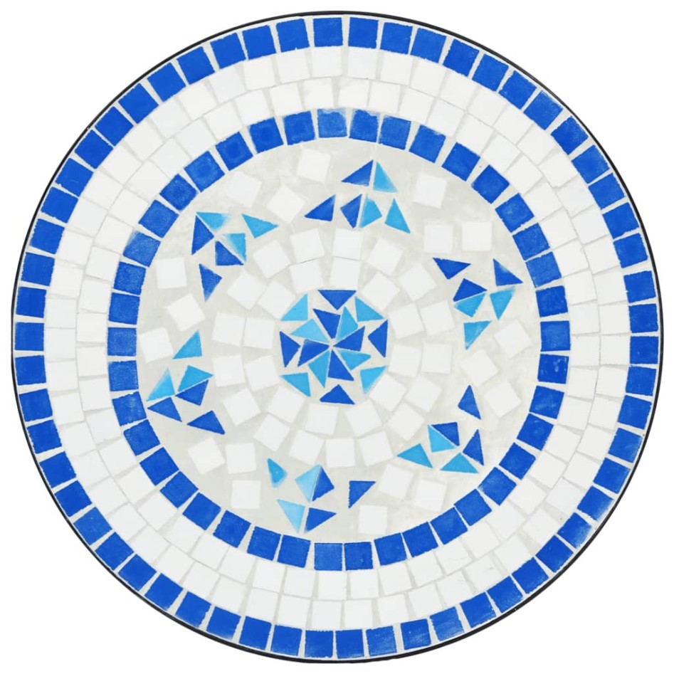 Juego de bistró de mosaico de hierro y cerámica azul y