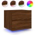 Mesitas de noche de pared con luces LED 2 unidades roble