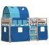 Litera con cortinas madera maciza de pino azul 90x190