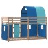 Litera con cortinas madera maciza de pino azul 90x190