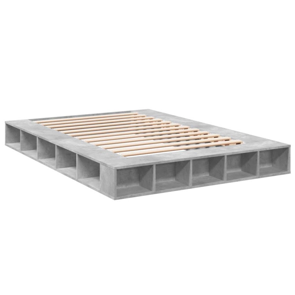 Estructura de cama madera de ingeniería gris hormigón