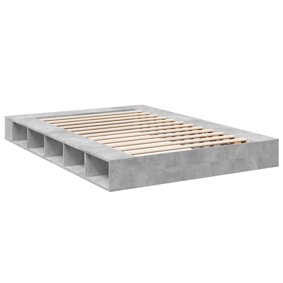 Estructura de cama madera de ingeniería gris hormigón