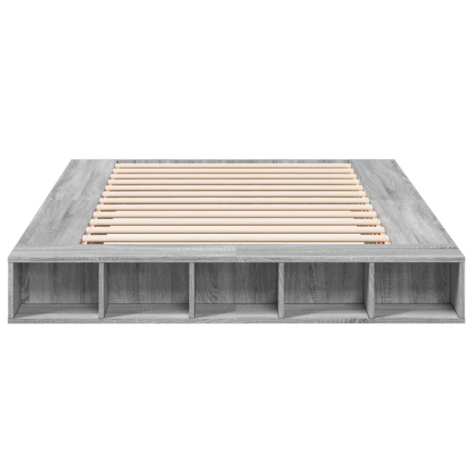 Estructura de cama madera de ingeniería gris Sonoma 160x200