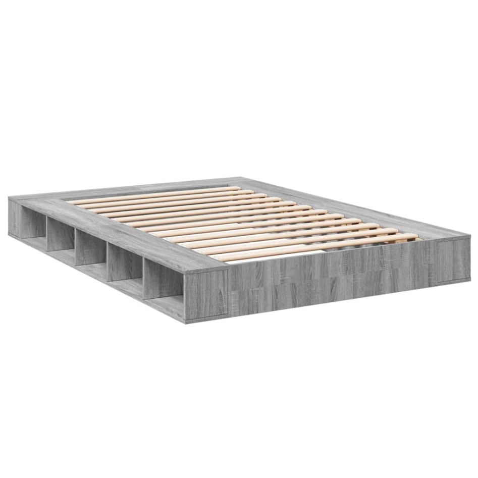 Estructura de cama madera de ingeniería gris Sonoma 160x200