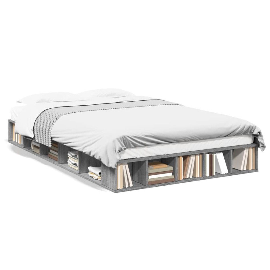 Estructura de cama madera de ingeniería gris Sonoma 120x200