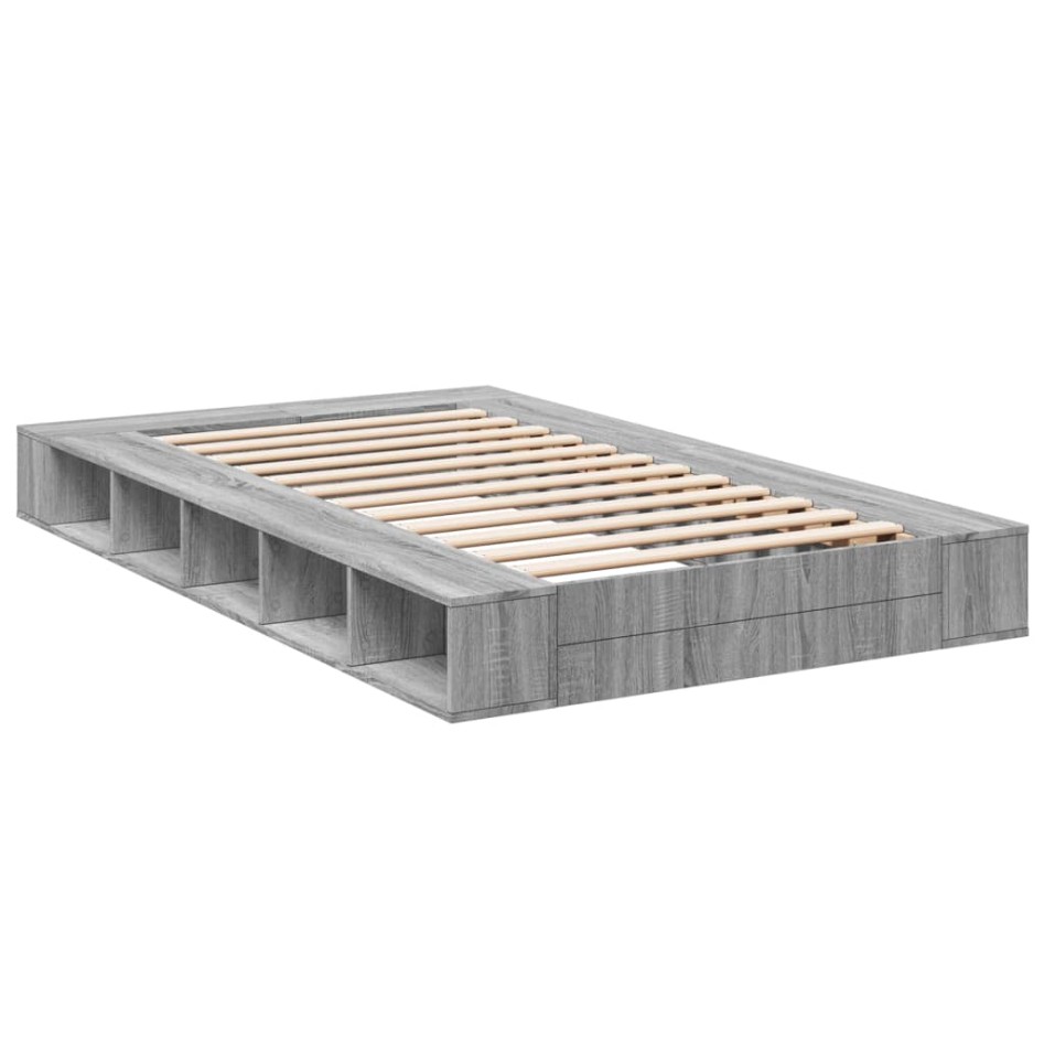 Estructura de cama madera de ingeniería gris Sonoma 120x200