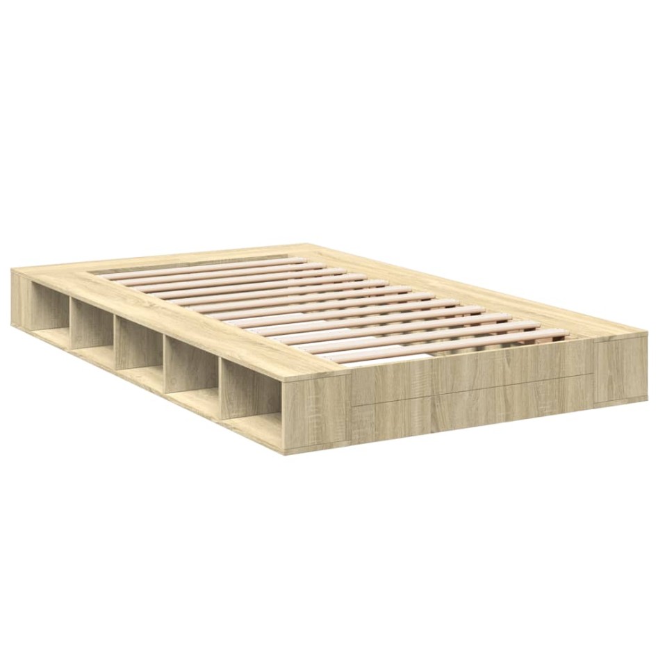Estructura de cama madera de ingeniería roble Sonoma 135x190