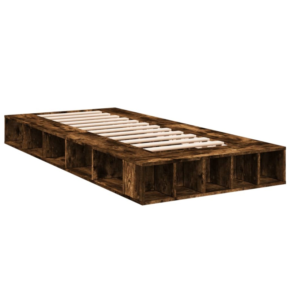 Estructura de cama madera de ingeniería roble humo 100x200