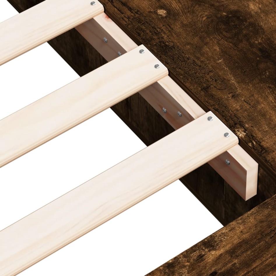 Estructura de cama madera de ingeniería roble humo 100x200