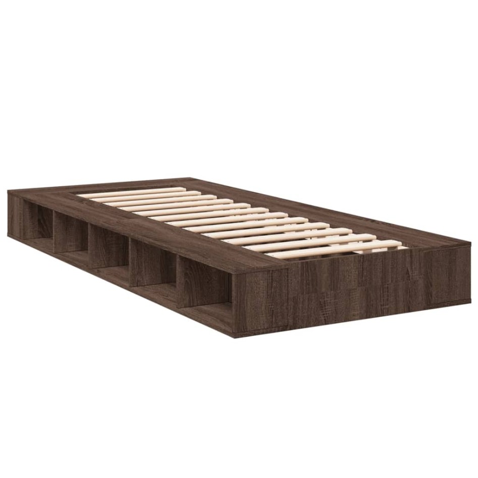 Estructura de cama madera de ingeniería marrón roble 100x200