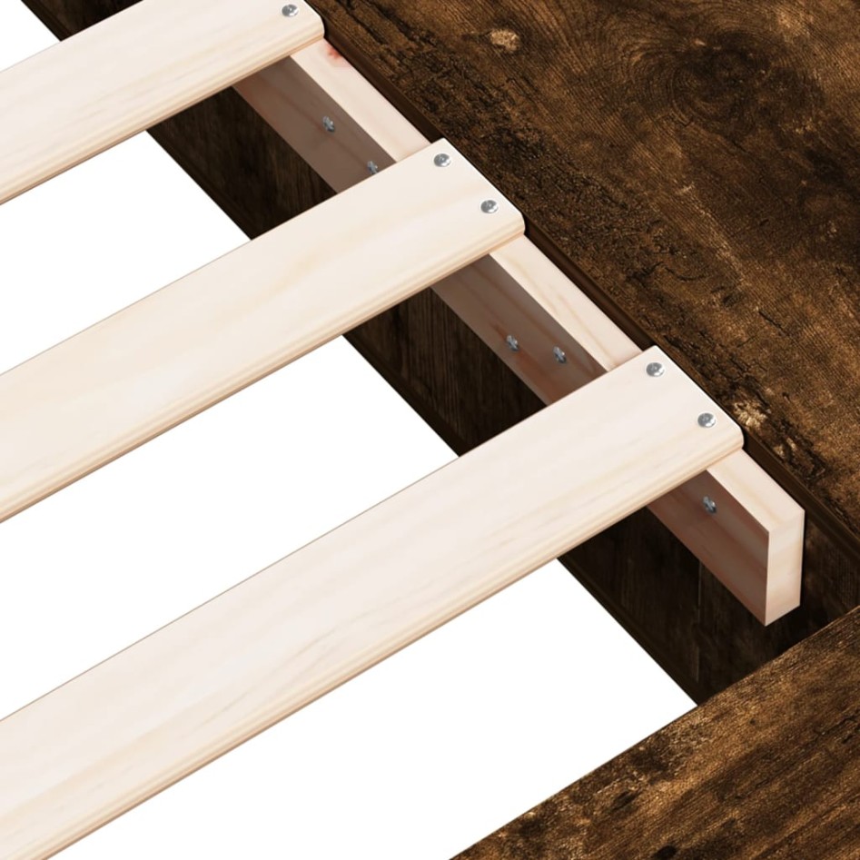 Estructura de cama madera de ingeniería roble ahumado 90x190