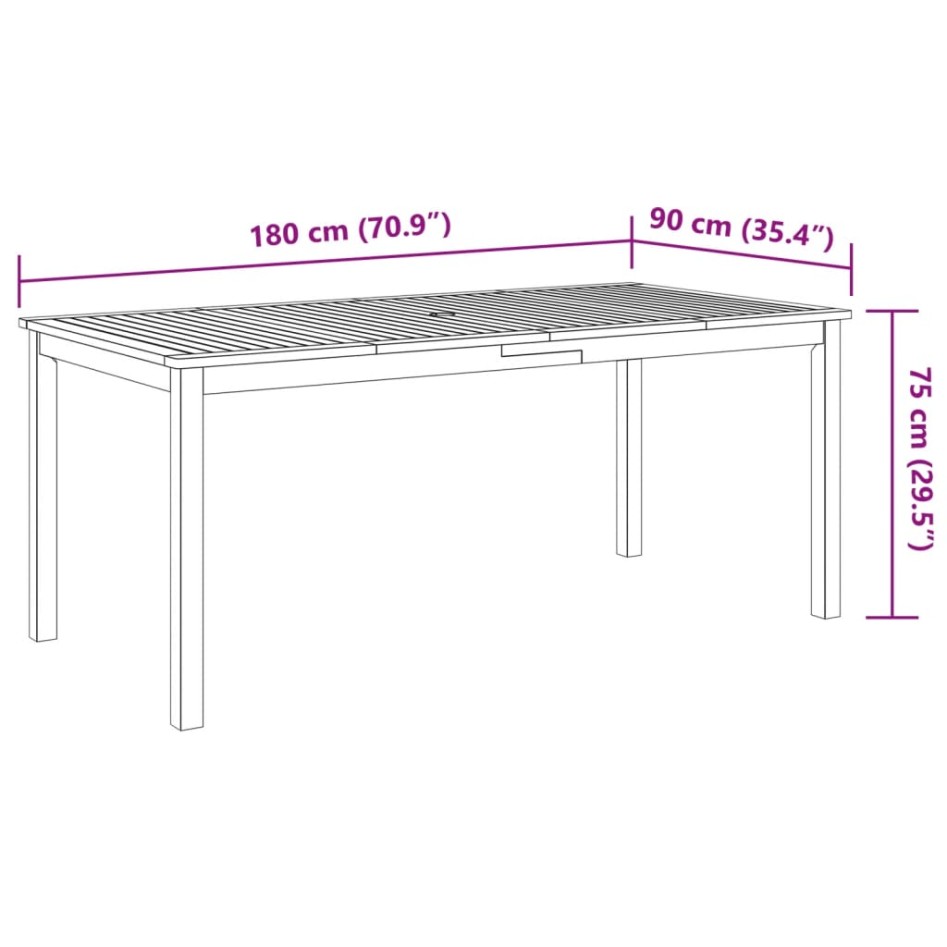 Juego de comedor para jardín 7 piezas madera maciza