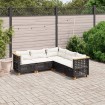 Set de muebles de jardín 5 pzas y cojines ratán sintético negro