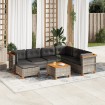 Set de sofás de jardín 8 pzas y cojines ratán sintético gris