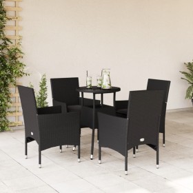Set comedor jardín 5 pzas cojines ratán sintético vidrio