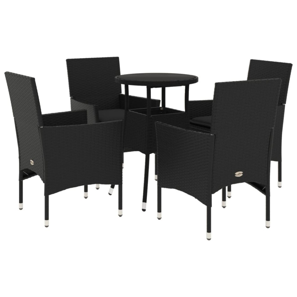 Set comedor jardín 5 pzas cojines ratán sintético vidrio