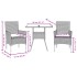 Set comedor jardín 3 pzas cojines ratán sintético vidrio
