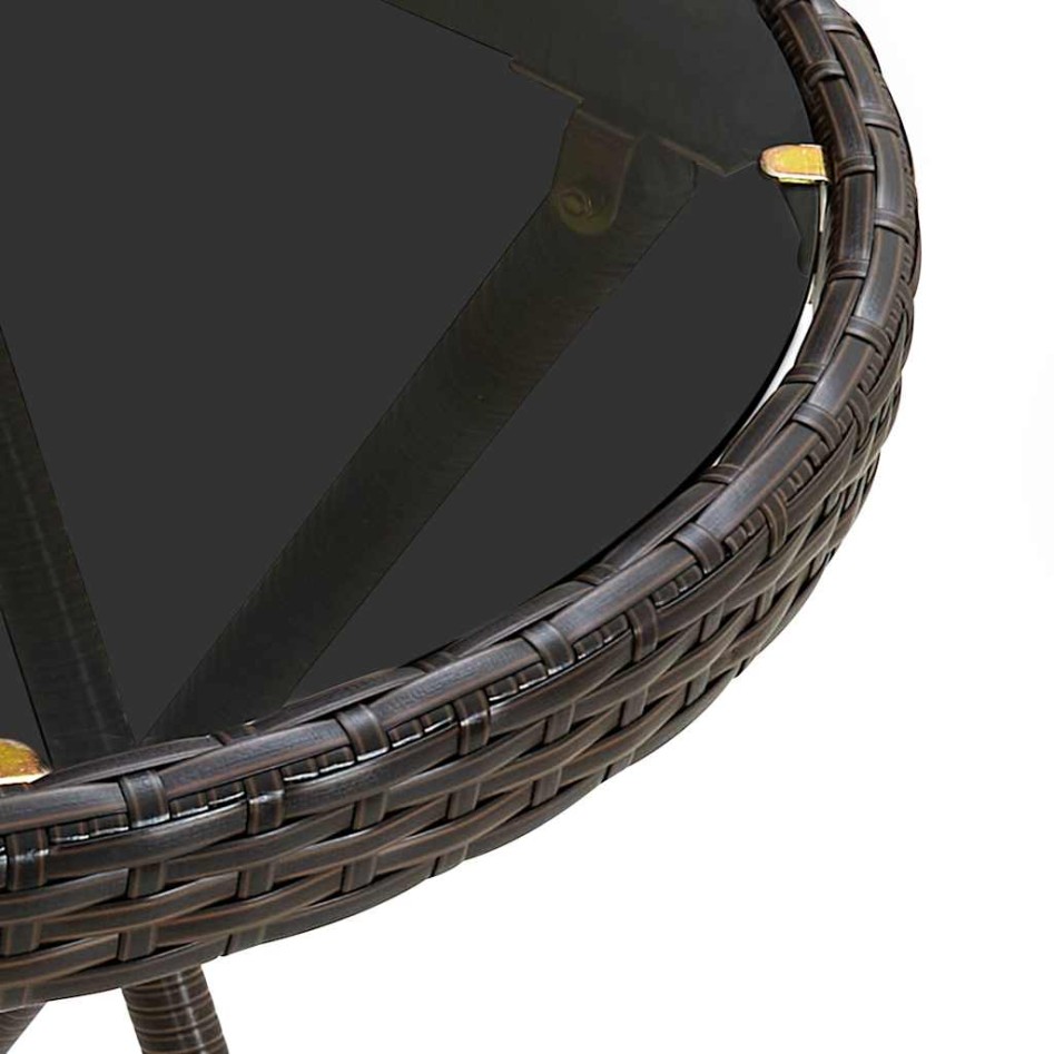 Mesita sillas con cojines 3 pzas ratán sintético vidrio