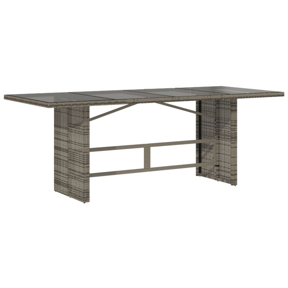Mesa de jardín superficie de vidrio ratán PE gris 190x80x75