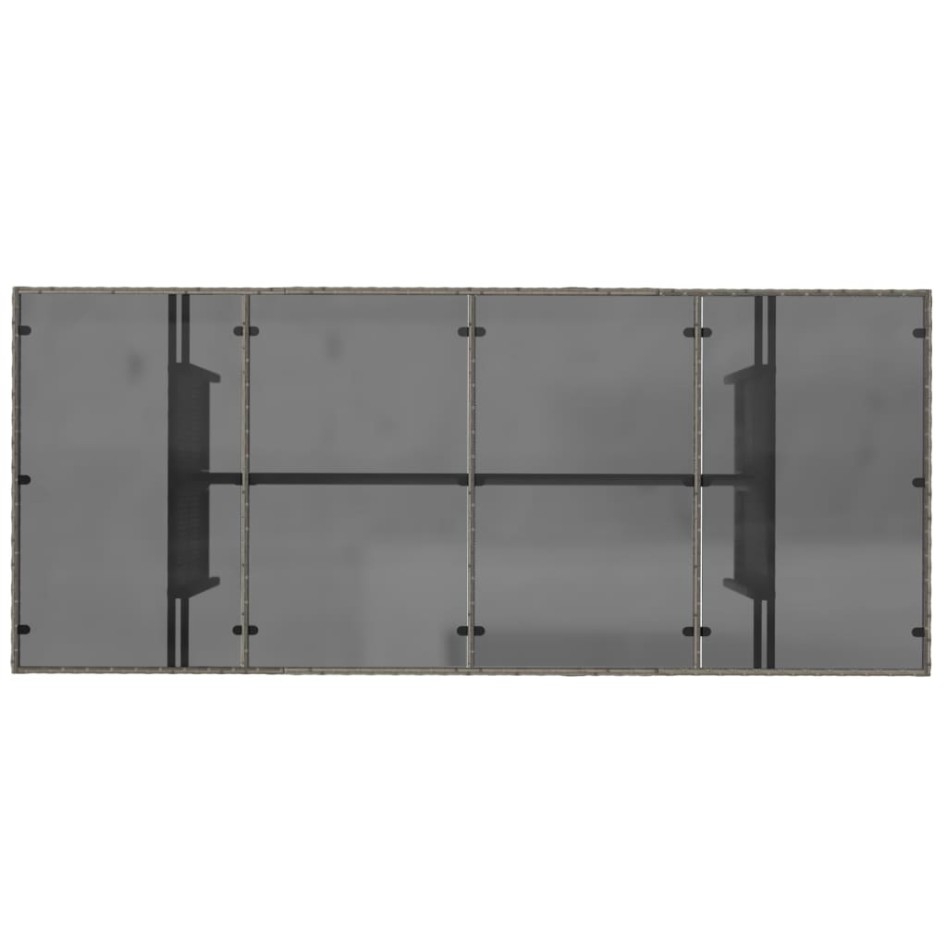 Mesa de jardín superficie de vidrio ratán PE gris 190x80x75