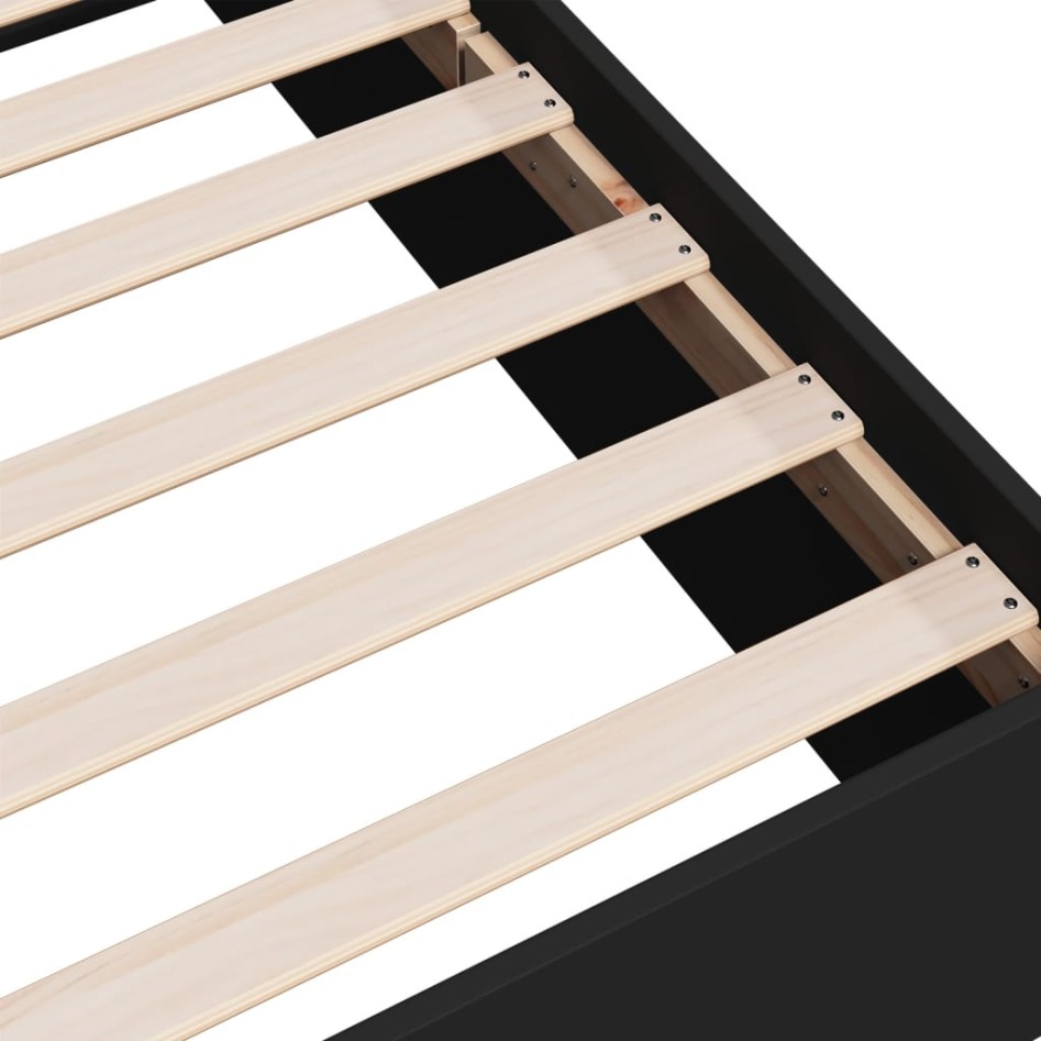 Estructura de cama madera de ingeniería negra 150x200