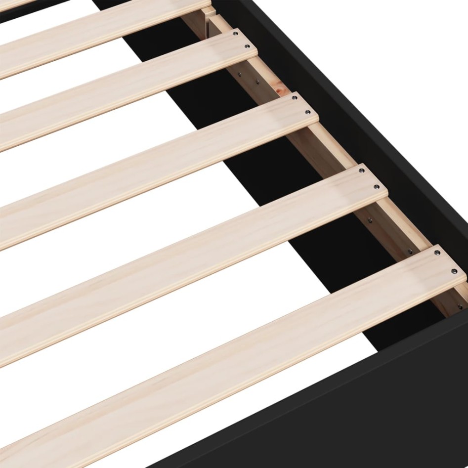 Estructura de cama madera de ingeniería negra 135x190