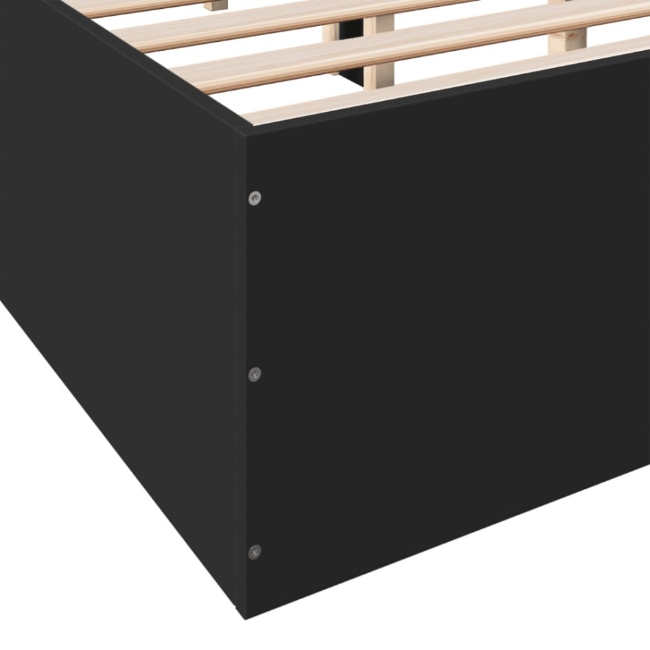 Estructura de cama madera de ingeniería negra 135x190
