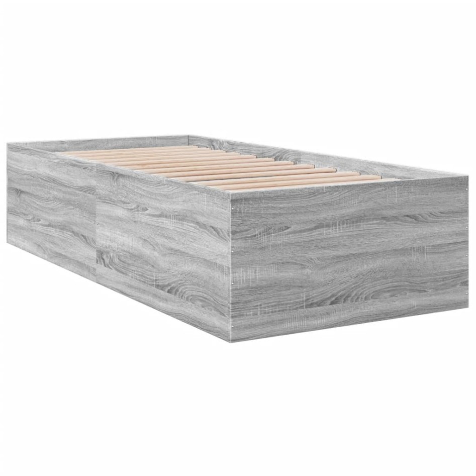 Estructura de cama madera de ingeniería gris Sonoma 90x190