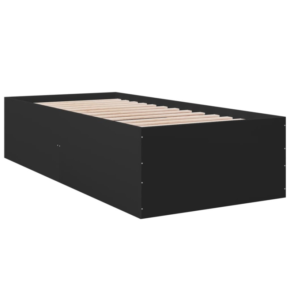 Estructura de cama madera de ingeniería negra 75x190