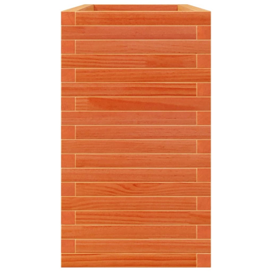 Jardinera madera maciza de pino marrón cera 110x40x68,5