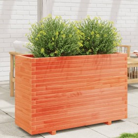 Jardinera madera maciza de pino marrón cera 110x40x72,5
