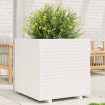 Jardinera de madera maciza de pino blanca 70x70x72 cm
