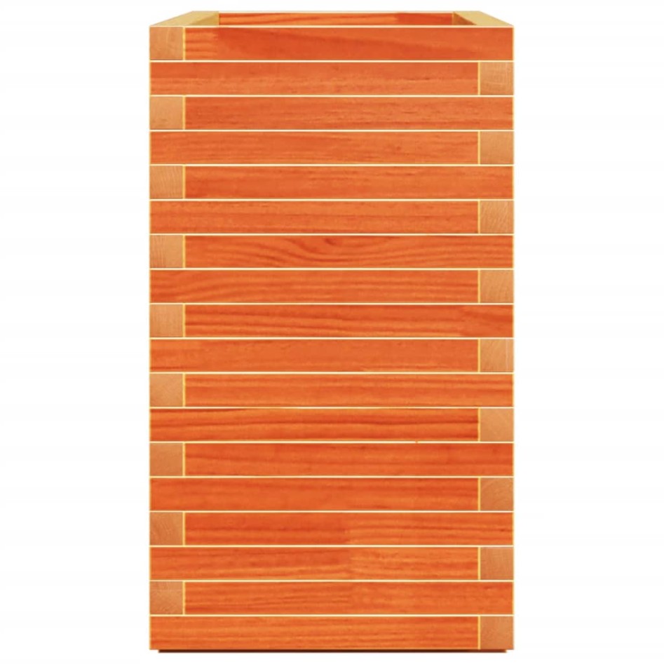 Jardinera madera maciza de pino marrón cera 90x40x72