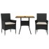 Set de comedor jardín 3 pzas con cojines ratán PE acacia